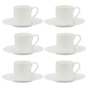6x Ecology Fine Bone China Canvas Espresso Cup & Saucer Set 90ml/14cm White