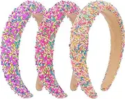 Vovii Sprinkle Candy Headbands for Women, Colorful Glitter Padded Headbands for Women, Fun Donut Sprinkle Head Bands for Women's Hair Non Slip, Cute Candy Accessories (Colorful, Hot Pink, Purple)