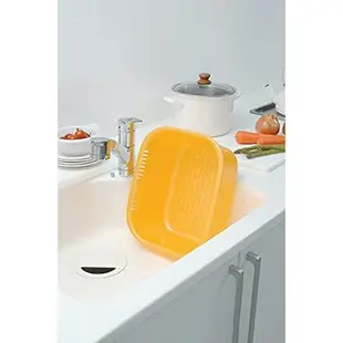 小禮堂 日本INOMATA 日製 洗物籃 方形塑膠 洗菜籃 瀝水籃 收納籃 置物籃 9L (白)