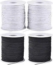 4 Roll 1 mm Elastic String Cord Elastic Thread Beading String Cord for Jewellery Making Bracelets Beading (2White and 2Black)
