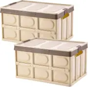 Collapsible Storage Box with Lid 30L Lidded Storage Bin Crates Plastic Tote Cont