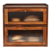 Bread Box for Kitchen Countertop Wooden Bread Storage Container Bin 2 Layer B...