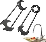 2Pcs Basin Wrench and Sink Wrench, Four-jaw Hex Wrench, Multifunctional Under Sink Wrench Faucet Tool, 7 Sizes Sink Plumbers Wrench, Faucet Installation Repair Tool, for Bathroom Kitchen