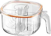 Clear Seasoning Box, Sealed Condiment Container with 4 Grids, 7.48x5.91x3.54 inches Food-Grade Condiments Organizer, Portable Seasoning Storage with Lid & Spoons for Kitchen