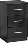 ADVWIN Black Bedside Table with 3 Drawers, Modern Wooden Nightstand for Bedroom