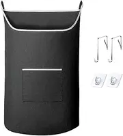 [SAVERHO] Large Hanging Laundry Hamper Bag, Black Door Hanging Hamper with Large Openging Hanging Laundry Hamper Storage Bag Large Size 36X22 Inch (Black)