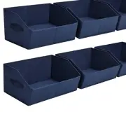 Compact Storage Solutions - Collapsible Navy Blue Baskets, 6-Pack for All Spaces