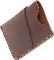 [Holibanna] Elegant Mini Wallet Card Holder Handmade Leather Organizer for Cash Cards Receipts