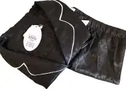 PETER ALEXANDER BLACK LEOPARD POLY SATIN SHORTIE PJ SET 2+ RRP$129