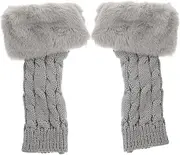 [MOBUTOFU] 1 Pair Open Finger Gloves for Arm Protection Skin Friendly Knit Arm Warmers Convenient Easy to Wear for Winter Grey