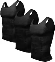 Men 3 Packs Body Shaper Slim Tummy Vest Compression Shirt Tank Tops Shapewear AU