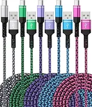 [6FT 5-Pack]USB A to USB C Cable, 60W USB Type C Fast Charging Cord, USB C Cable Compatible with iPhone 16e16 15 Pro Max, Galaxy S25 S24 Ultra, S24+, S23, Z Fold6, OPPO Find X8, X8s, Redmi K80, Switch
