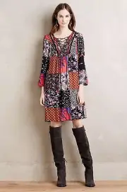 NWT ANTHROPOLOGIE ARCATA PATCHWORK BOHO DRESS by ONE SEPTEMBER XS