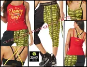 ZUMBA 3Pc.SET! Tank+Kingston Bra Top+Harem Capri Dance Pants XS S M L XL-EliteZW