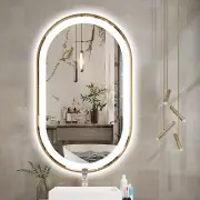 Oval LED Strips HD Mirror 100x50cm Gold Frosted Dimmable Defogger Touch Sensor
