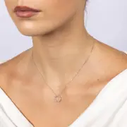 Luminesce Lab Grown 1/10 Carat Diamond Life Of Circle Pendant in 9ct White Gold, 9ct White Gold Silver Filled 50cm Curb Chain (15250680)