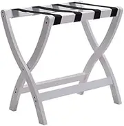 Luggage Rack Suitcase Stand Travel Bag Foldable Solid Wood Easy to Move Shoe Rack Nylon Bandage Hanging Rod Hotel, 2 Styles,4 Colors (Color : B, Size : 60X50X65CM) (White 60X50X65CM) (White