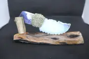 Flint Knapped Opalite Knife Blade on Polished Sodalite handle Sagebrush Base
