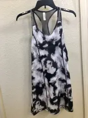 IDEOLOGY TENNIS DRESS XS BLACK & WHITE TIE DYE BUILT IN BRA MESH CUTOUT NWT