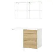 ENHET storage combination, white/oak effect, 121.5x63.5x222 cm