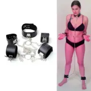 Slaves Leather Constraint Wrist Ankle Cuffs Collar Restraints Handcuffs Roleplay