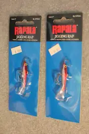 2 RAPALA JIGGING RAP LURES CHR W5 NEW IN PACKS RED CHROME RARE