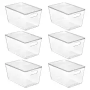 6 Pack Clear Stackable Storage Bins with Lids, Large Plastic Containers with ...