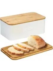 OUTSHINE White Bread Box for Kitchen Countertop Bread Box with Cutting Board