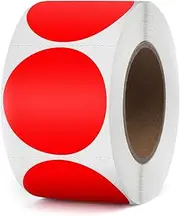 YIKIADA Red Round Thermal Labels 1.5 Inches Circle Thermal Sticker Paper Self-Adhesive Waterproof Dot Stickers for Busineses & Warehouses 500 PCS per Roll