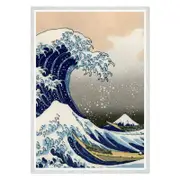 Galrie Katsushika Hokusai's The Great Wave Off Kanagawa - Iconic Ukiyo-e Art Print, White Frame, 50 x 70cm (20 x 28inch)