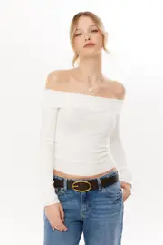 [Supré] Supré - Celeste Fold Back Knit Top - Meringue white XS MERINGUE WHITE