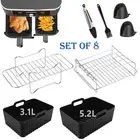 8Pcs 5.2L/3.1L Silicone Air Fryer Compatible for Tefal Easy Fry Set Accessories