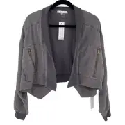 Young Fabulous & Broke Fara Crop Bomber Jacket Gray NWT Women XS Soft