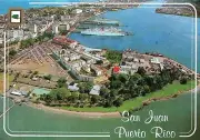 Vintage San Juan Puerto Rico Postcard Aerial View Old San Juan Islet Scenic Coas