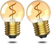 TobeBright 1W E27 Vintage Golf Ball Bulb, G40 E27 LED Screw Bulb Warm White 2200K Amber, 10W Equivalent, SES Low Watt Light Bulbs for Night Light, Home Ceiling Chandelier, Non-Dimmable, 2 Pack