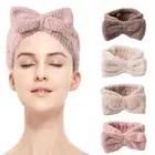 Girls Fuzzy Towel Headband Bowtie Makeup Headband for Washing Face Spa Headband