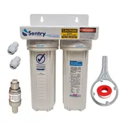 Twin Under Sink Water Filter Double Housing 1/4" Ports + PRV - NO FILTERS US-2