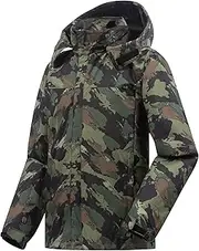 [ANAYSN] Men's Rain Jacket with Hood Waterproof Lightweight Jacket and Zip Pockets Raincoat for Outdoor Camping Hiking