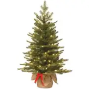National Tree Company 3' Feel Real Nordic Spruce Tree in Burlap Base with Warm W