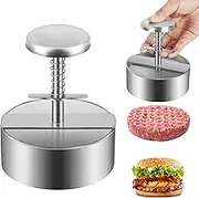 Diveken Burger Press, Stainless Steel Hamburger Patty Maker, 4.5 inch Adjustable Burger Patty Maker, Patty Making Mold for Meat, Vegetables, Beef, BBQ Barbecue Homemade Hamburger