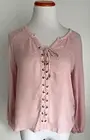 NWT! American Rag Cie for Macy's Lace-Up Long Sleeve Top, Pale Mauve, XXS