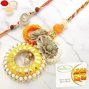 Ghasitaram Gifts Rakhis Online - Rakhi for Brother- Echoes of Care rm071 Bhaiya Bhabhi Rakhi with 400 GMS of Besan Barfi