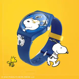 【SWATCH】史努比Snoopy限量聯名手錶HEE HEE HEE-NewGent 41mm 瑞士錶SO29Z106