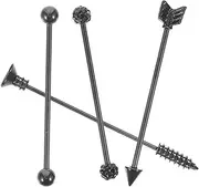 [FRCOLOR] 1Set Industrial Barbell Earrings Double Ear Holes Arrow Cartilage Piercing Jewelry Black Stylish and Comfortable Design for Unique Ear Decor