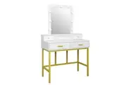Hollywood Mirror Makeup Vanity Dressing Table 9 LED Lights 4 Drawers for Bedroom White and Gold