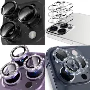 For iPhone 16 15 14 Pro Max Camera Lens Metal Ring Glass Screen Cover Protector