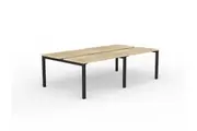 OL Axis 4-User Double Sided Workspace Oak Top with Black Frame
