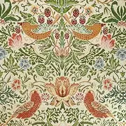 Tapestry Fabric - William Morris Strawberry Thief Natural - Bird & Floral Design Upholstery Curtain Cushion Fabric Material (100cm x 140cm)