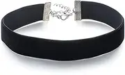 [Generic] Wide Thick Black Velvet Choker Necklace for Women, Girls, Kids | Plain Gothic Collar Jewelry | Valentines Day, Halloween Simple Choker