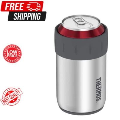 NEW THERMOS STAINLESS STEEL 355ml CAN COOLER Beer Holder Stubby Insulator